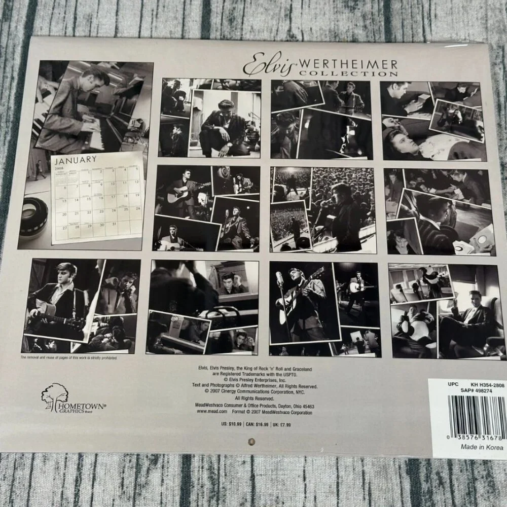Elvis Presley 16 Month 2008 Calendar presented by the Wertheimer Collection